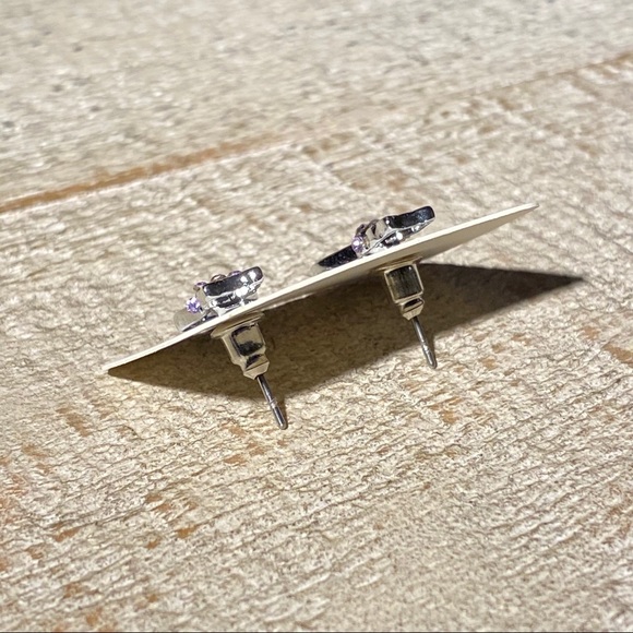 3 for $15 Sitting Cat Purple Rhinestone Earrings - Picture 3 of 4